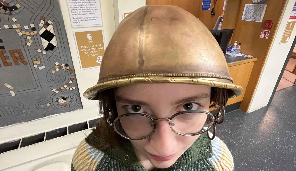 Me in a silly helmet at the Roman Museum