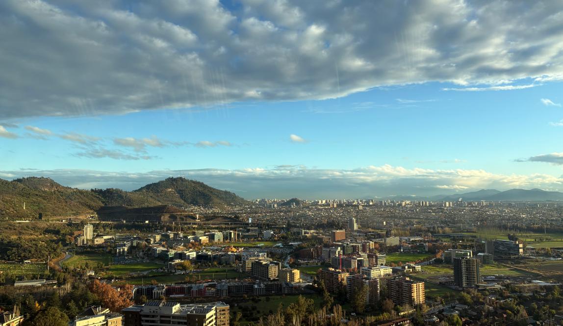 A view of the city of Santiago, Chile from the drive home from Cerro El Carbón.