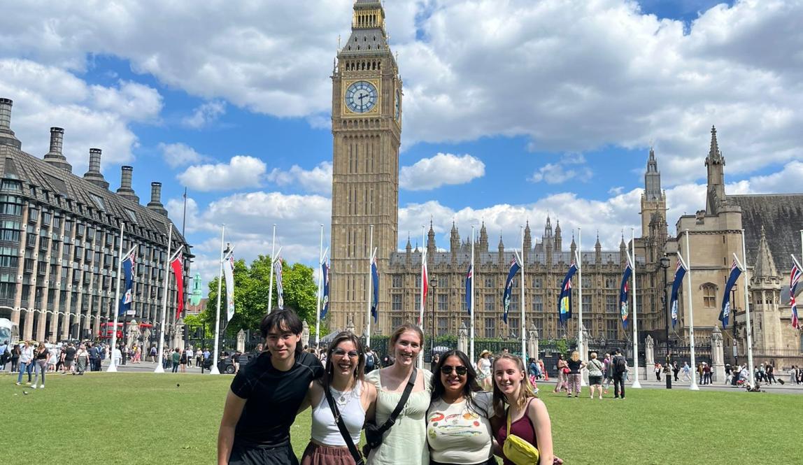 London UCL direct enrol in front of Big Ben