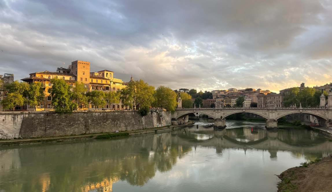 A view from the St. Angelo Bridge in Rome