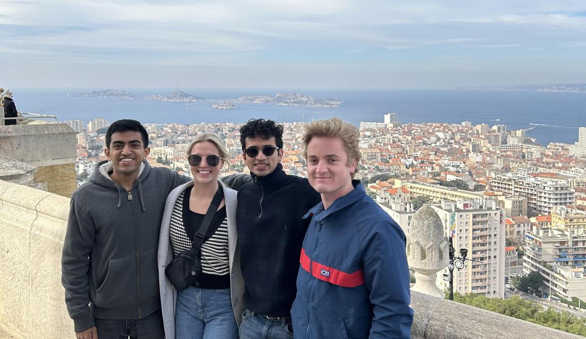 Students at Nice viewpoint
