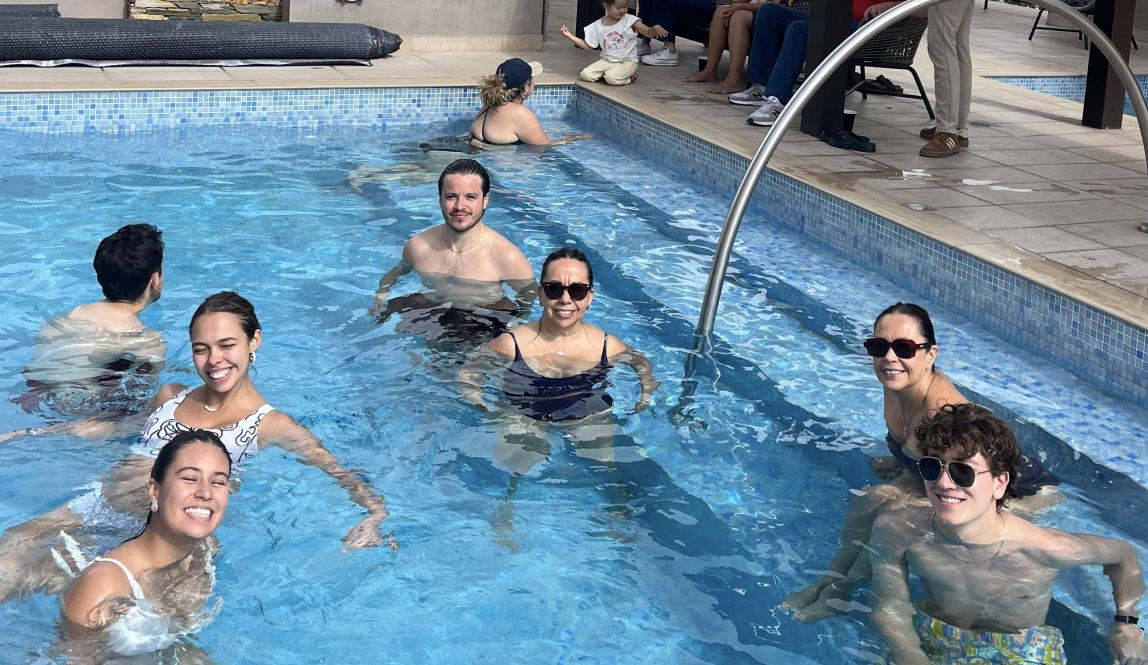 myself and my host family in the pool