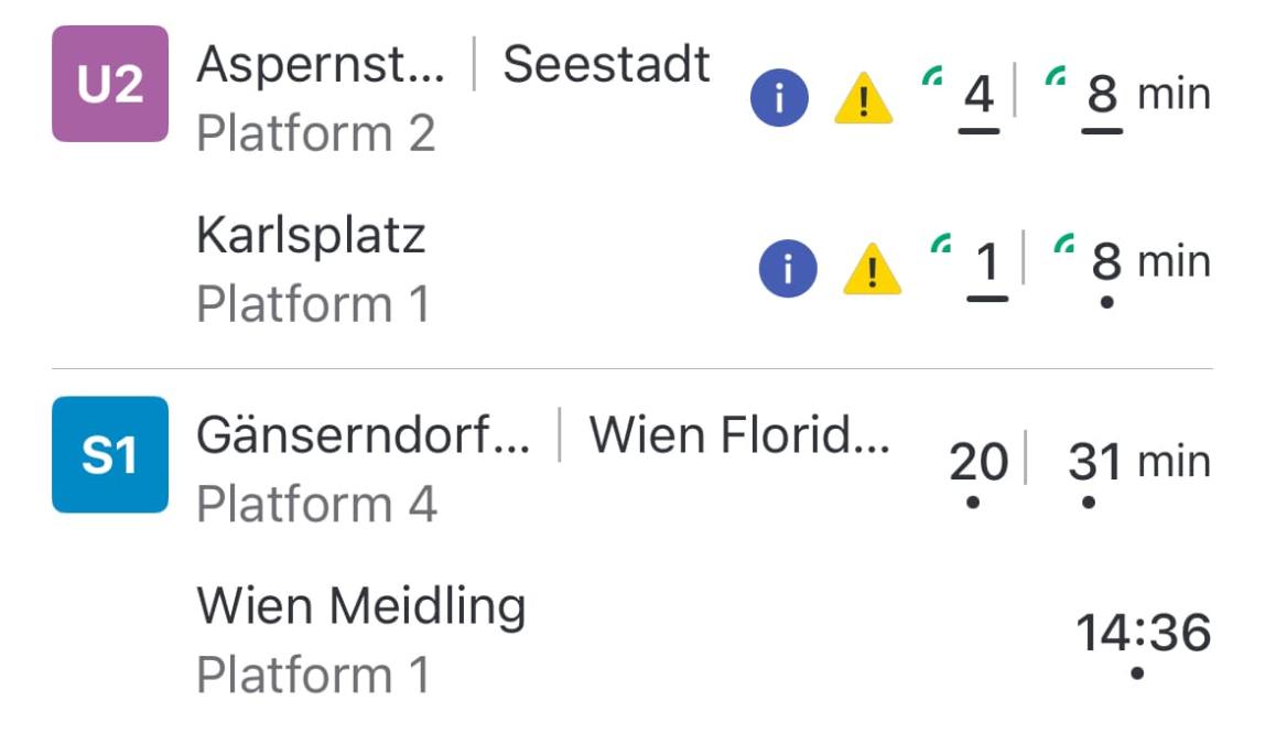 Screenshot of WienMobil app