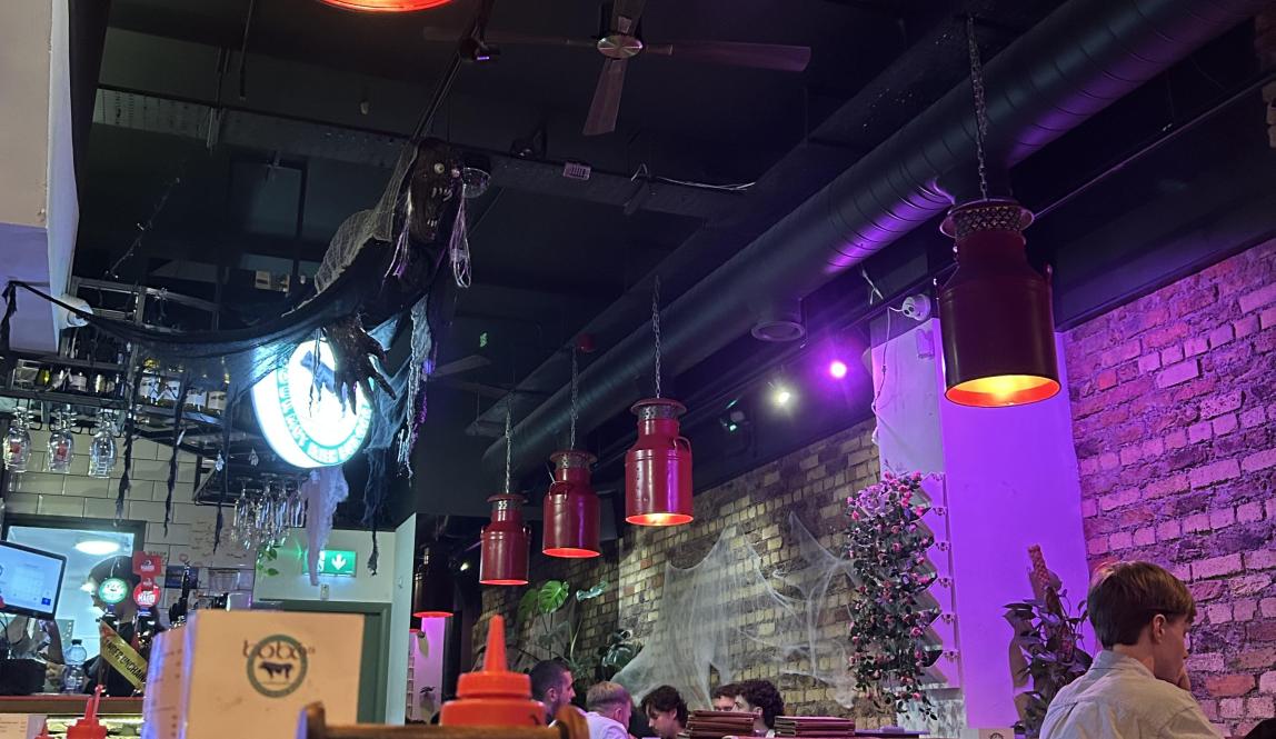 Halloween decor in a restaurant