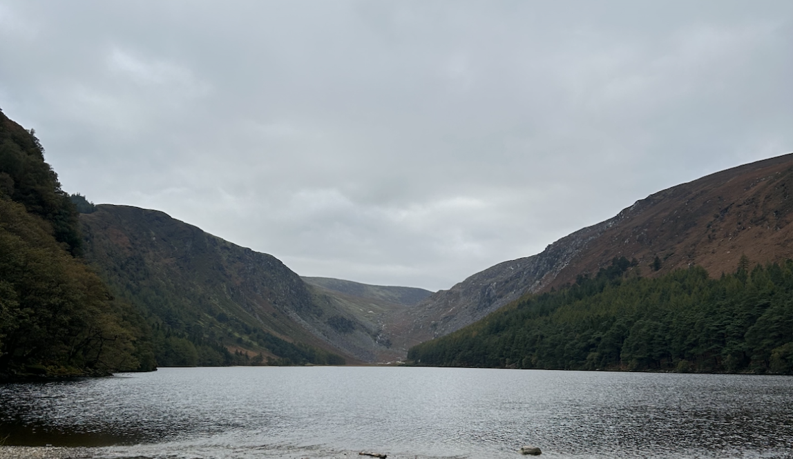 Mountains surrounding a lake