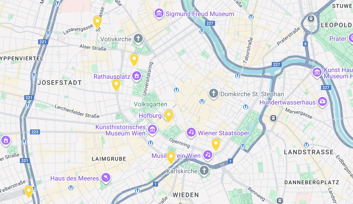 Map of Vienna with Study Spots