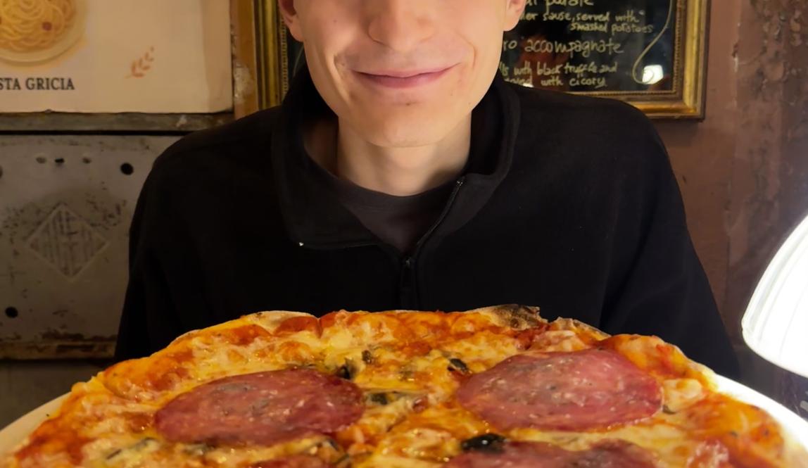 Man with Pizza