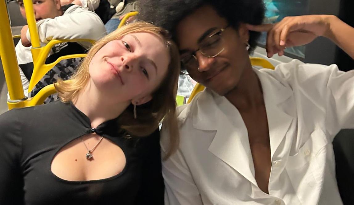 Two people posing for a photo