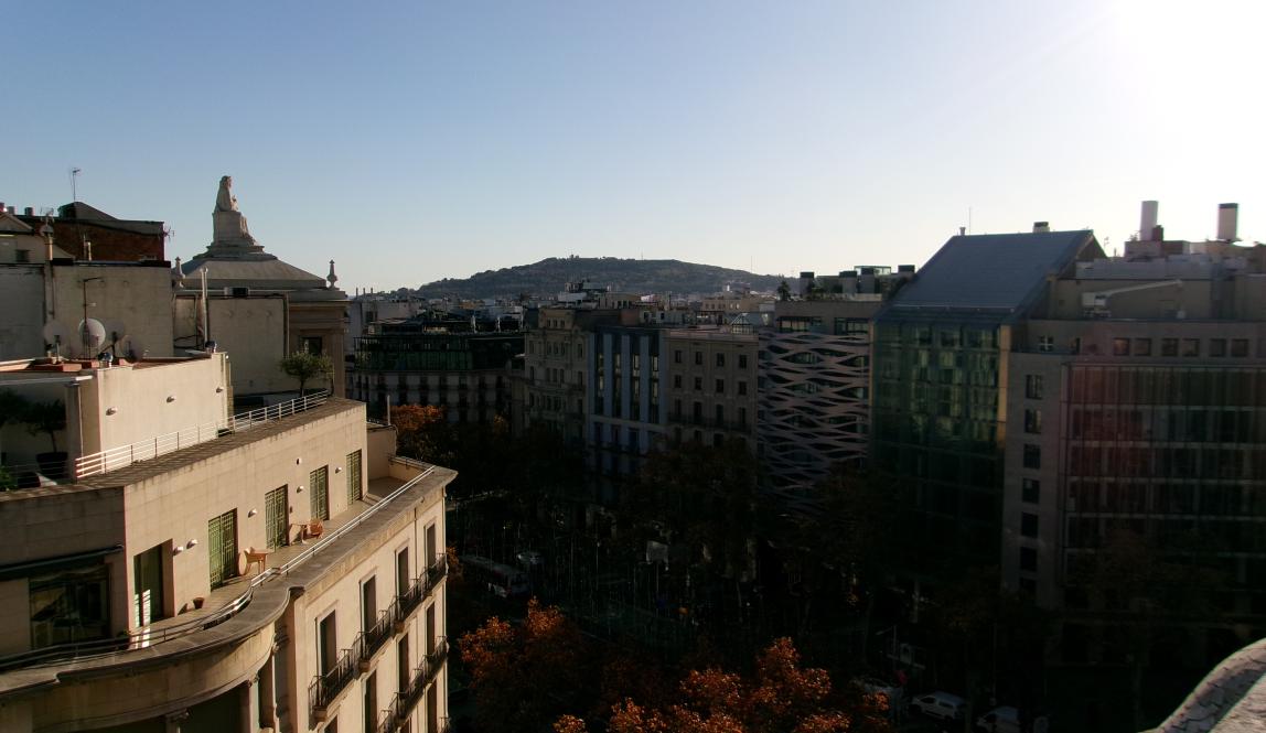 A view of Barcelona streets from the top of Casa Mila during the afternoon