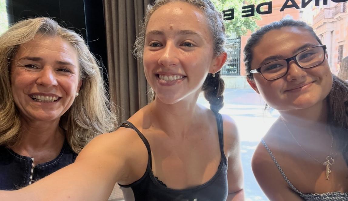 My host mom, me, and my American roommate Lisbon taking a selfie at lunch.