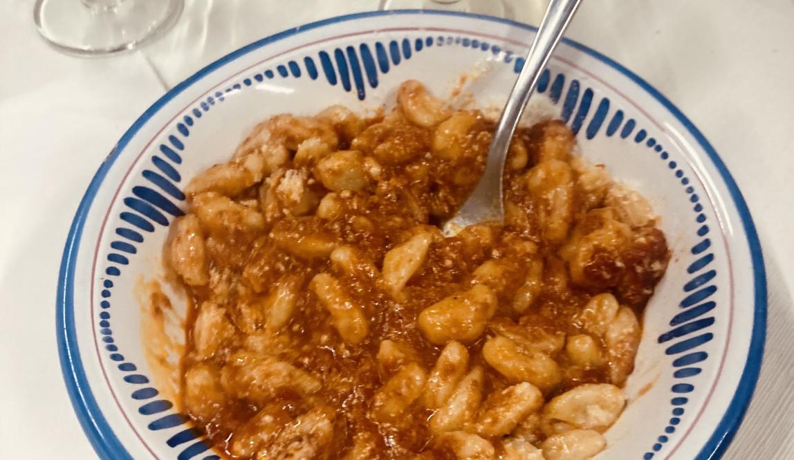 a plate of cingul from Osteria Tre Rose in Calitri