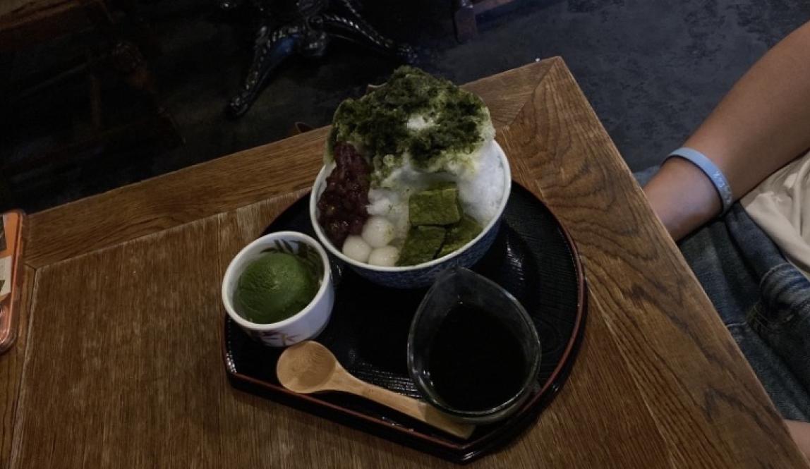 A variety of matcha desserts.