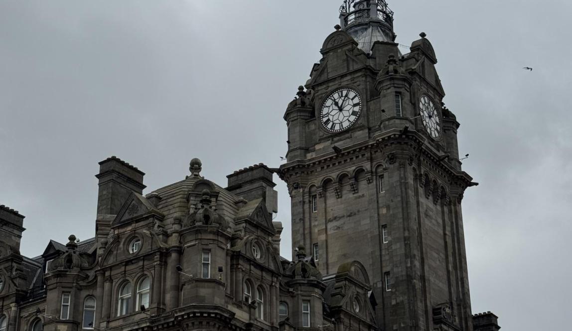 A photo of a picturesque clocktower in Edinburgh