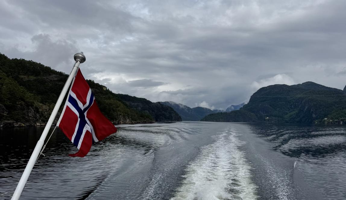 The view from the boat cruising through the Norwegian fjords