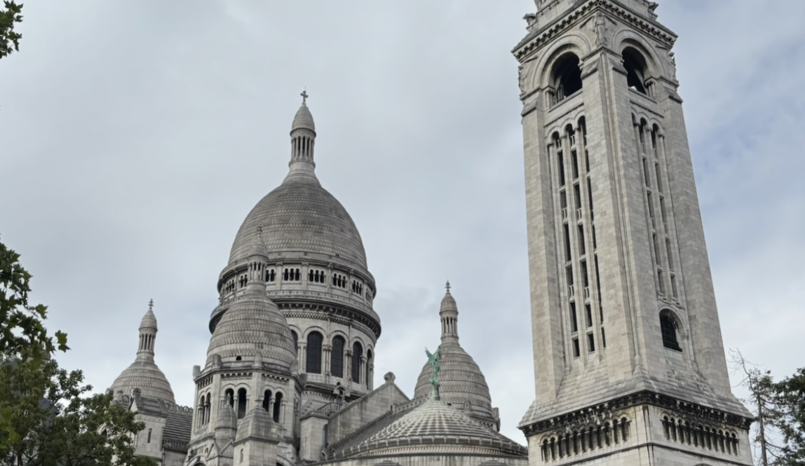 The Sacre-Coeur on a cloudy day in Montmartre
