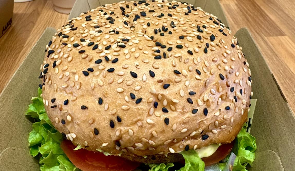 A vegetarian burger from Too Fat Buns.