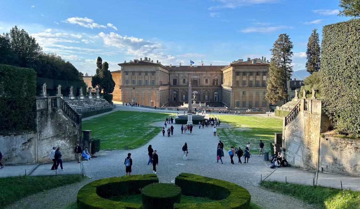 Aerial view of green park in Florence