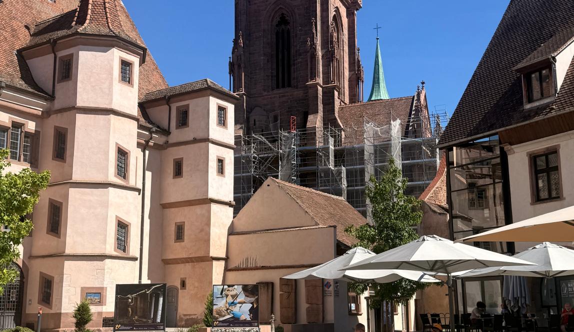 Saint George's Church towering over the skyline of Sélestat