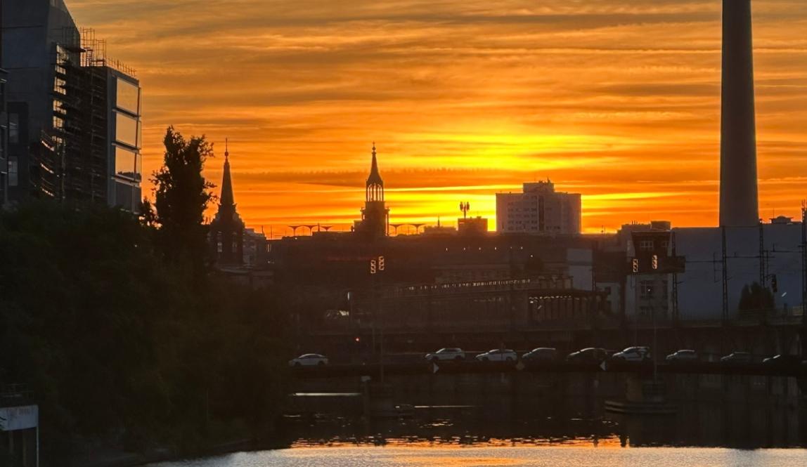 Sunset in Berlin, Germany.