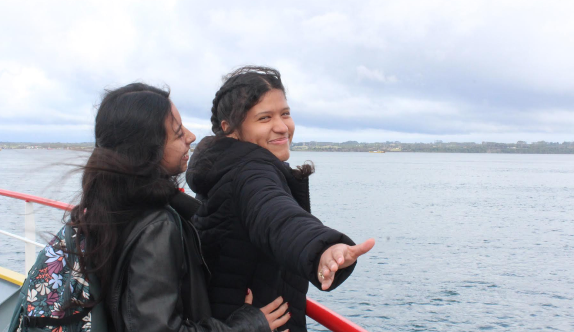 Natalia Torres and one of her classmates on our boat from Puerto Montt to Chiloé.
