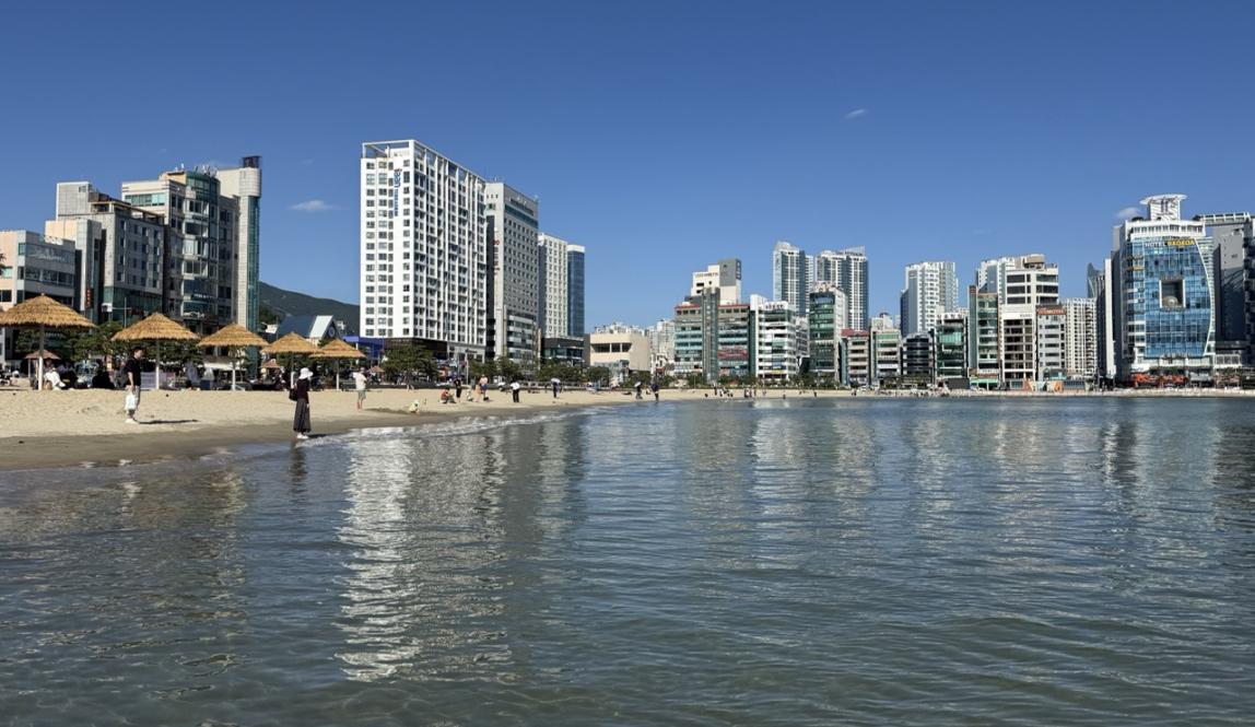 Gwangalli Beach from inside the water 