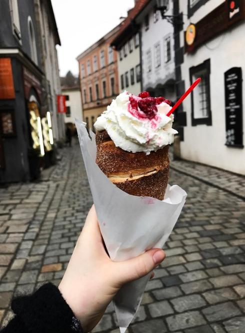 Vienna study abroad student holding an ice cream cone