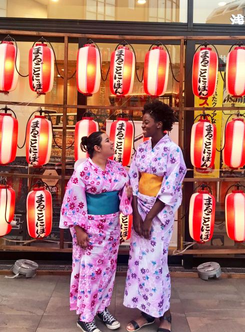two students wearing kimonos