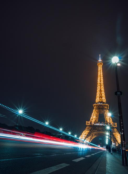 View of the Eiffel Tower at night