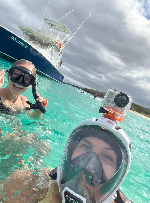 students snorkeling in Galápagos