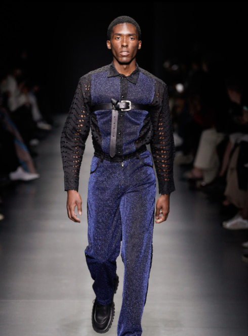 An IES Abroad student walks in Milan Fashion Week.