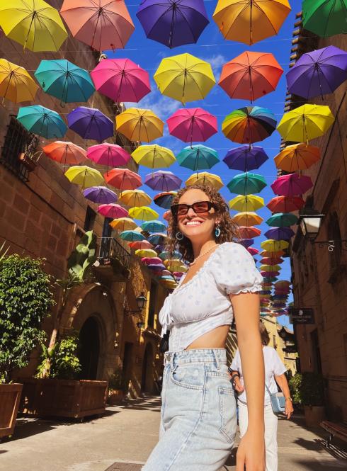 A student explores Poble Espanyol de Montjuic in Barcelona, Spain.