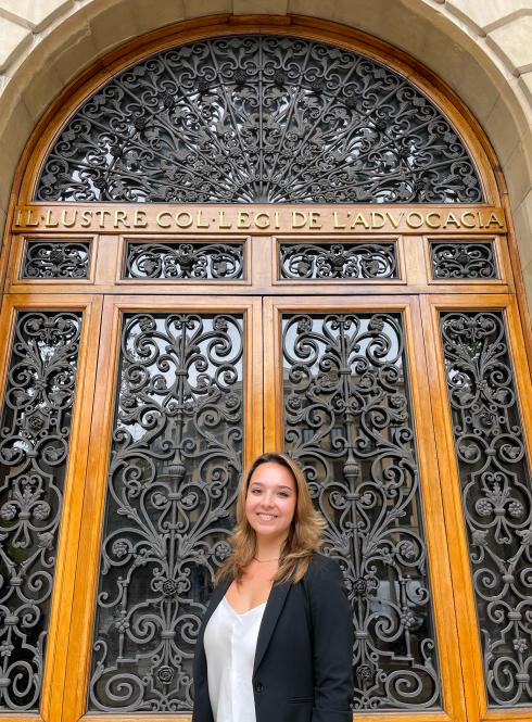 An IES intern standing outside of her placement at the Barcelona Bar Association