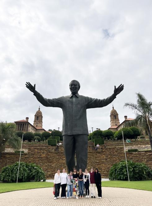 Group of Students in front of Nelson Mandela Statue in Cape Town