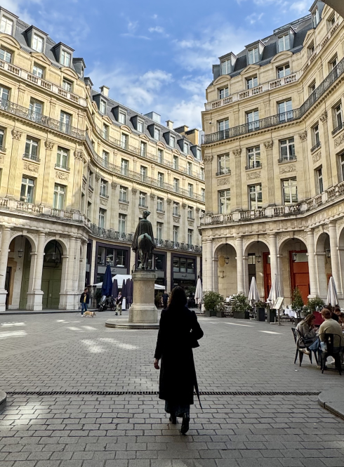 Student walking through Paris