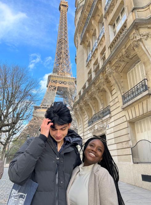 Paris students by Eiffel Tower