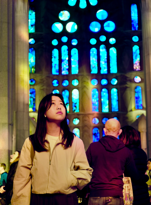 IES Abroad student exploring La Sagrada Familia in Barcelona