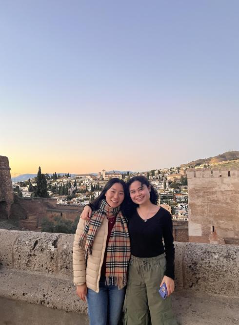 IES Abroad students on a walk through Granada at sunset