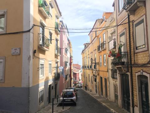 A sunlit street in Lisbon