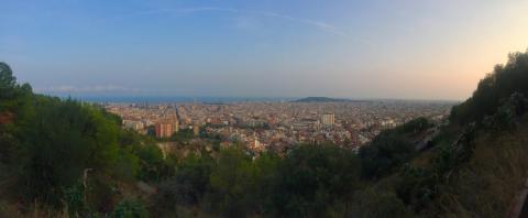 A panoramic view of Barcelona from the Bunkers del Carmel.