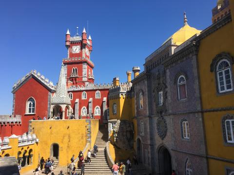 the brightly colored Pena castle