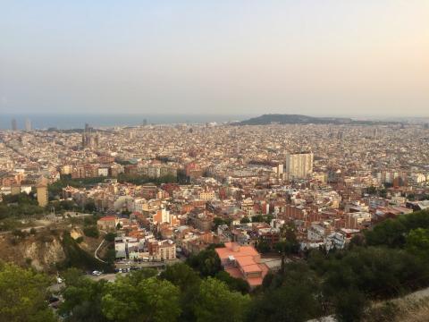 A view of Barcelona from the Bunkers del Carmel at sunset.