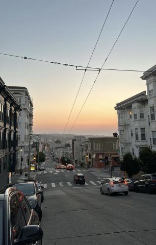 A picture of the sunset in San Francisco. 