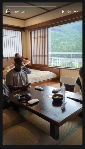 a screenshot of my instagram story depicting the japanese-style hotel room