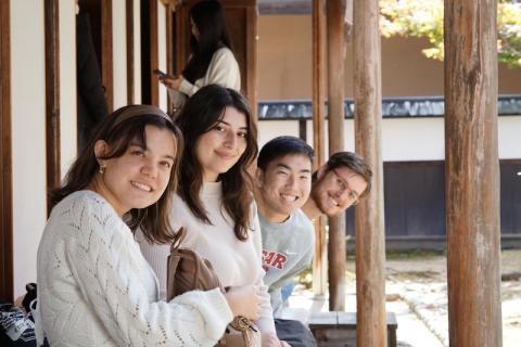 A picture of my friends and I at the Takayama Jinja.
