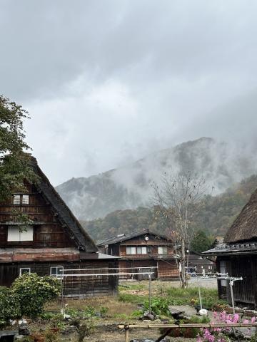 A view of the thatched roof houses at Shirakawa-go.