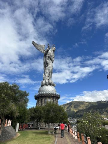 The statue of the Virgin of Quito, which sits atop a hill called El Panecillo.