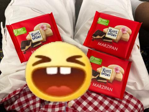 chocolate sitting on a lap