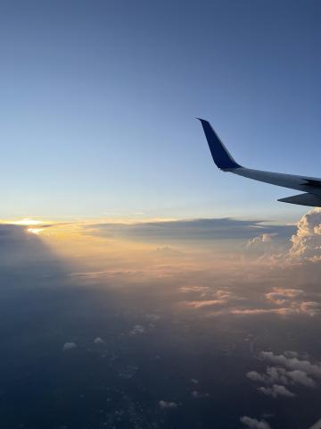Image looking out of a plane window. 
