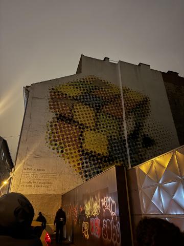 Wall art of a Rubik's cube