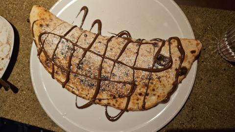 A truly ginormous Nutella covered, mascarpone-filled calzone from Pizza Randale!
